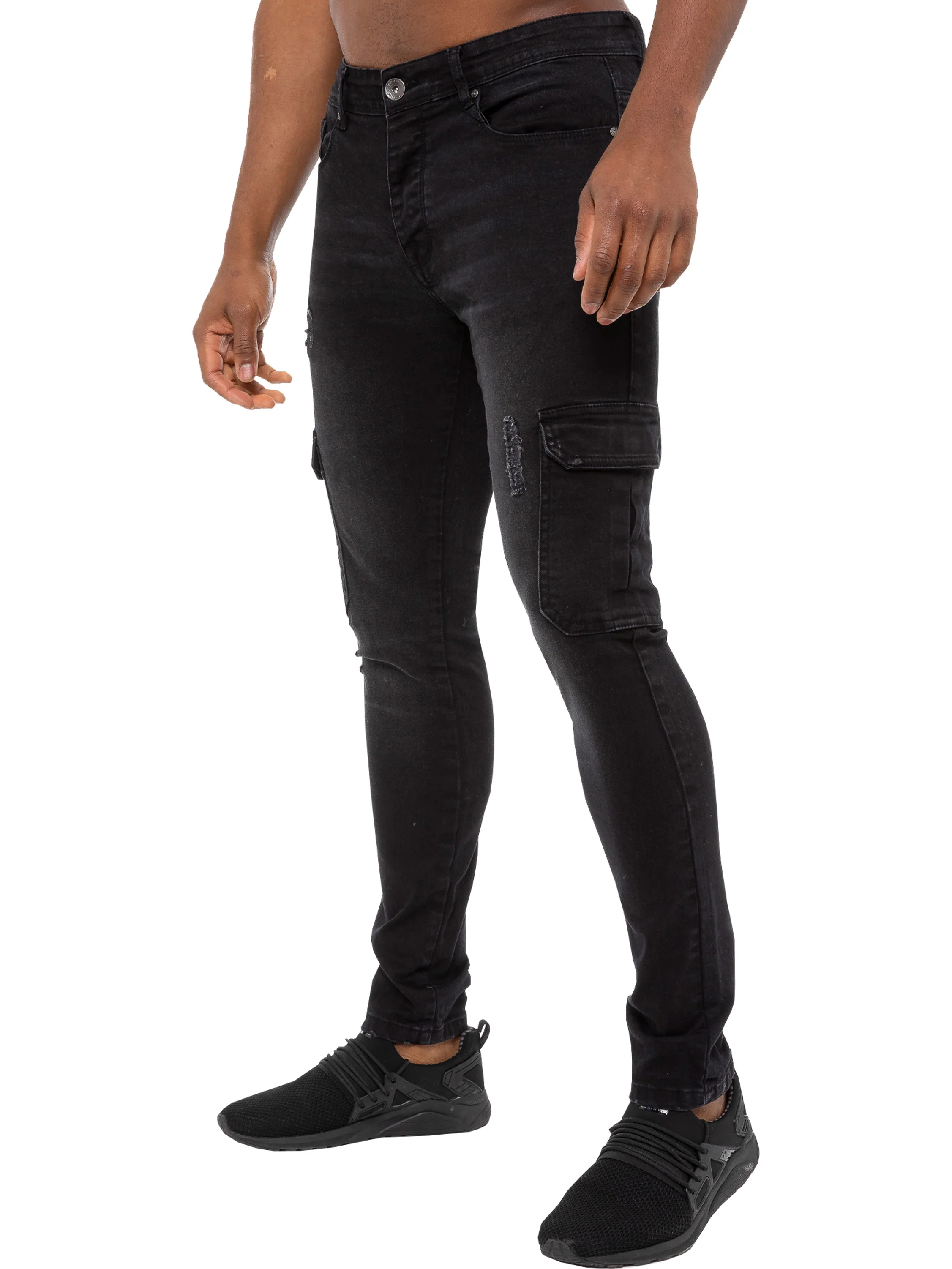 Mens Skinny Stretch Distressed Denim Jeans | Enzo Designer Menswear - Image 9