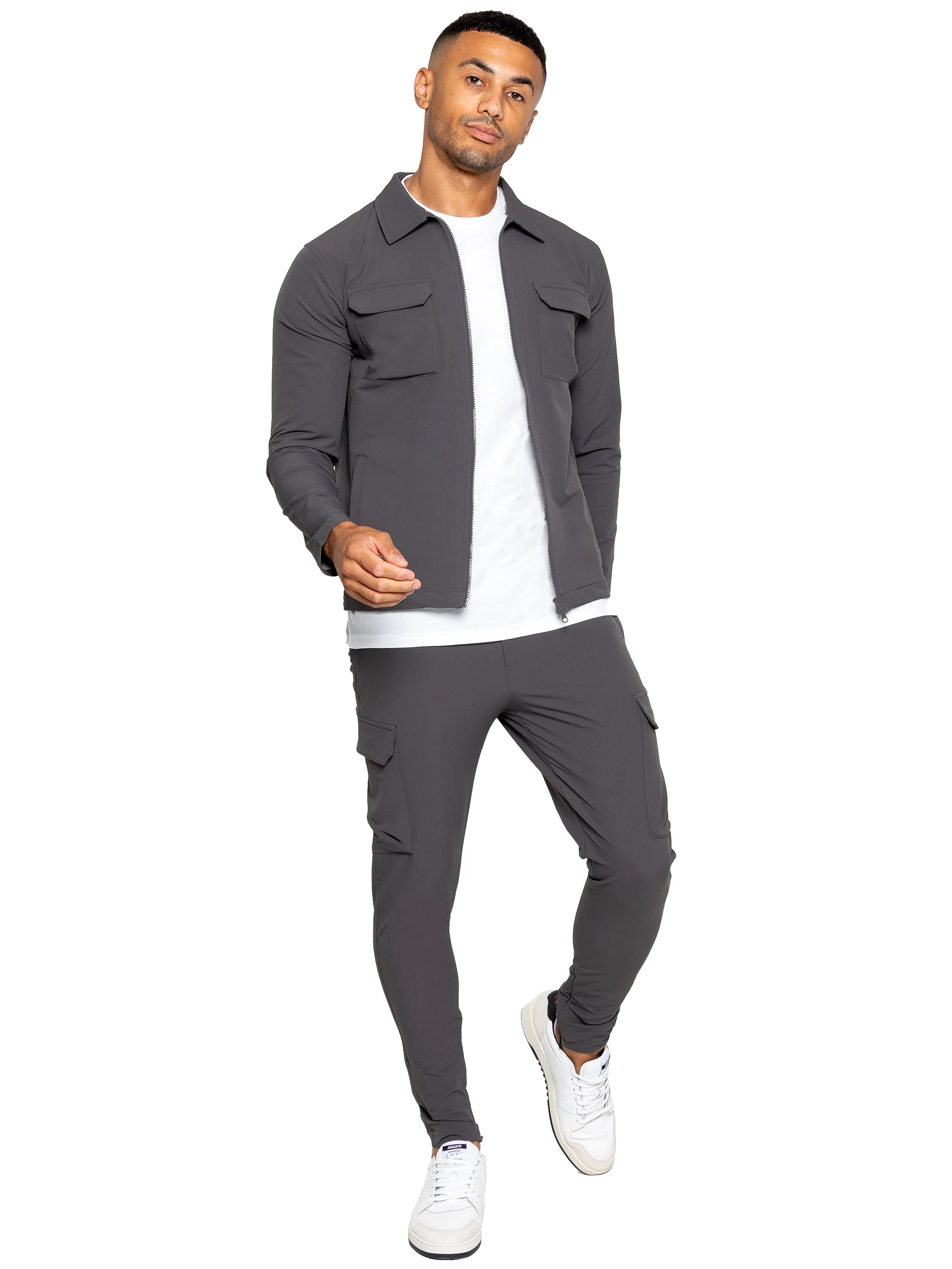 Enzo | Mens Cargo Shacket Tracksuit Set - Image 4