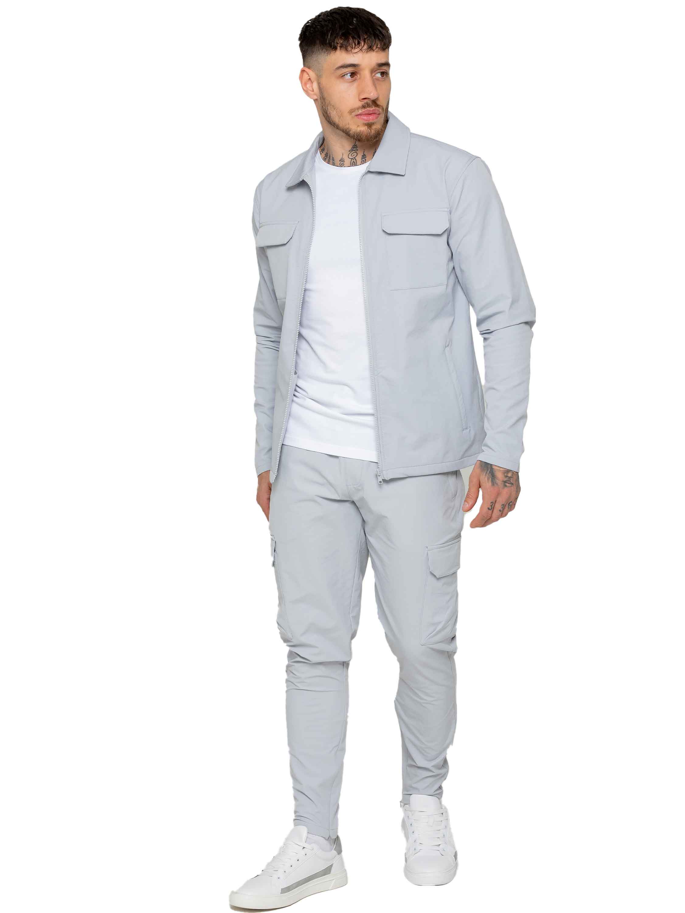Enzo | Mens Cargo Shacket Tracksuit Set - Image 11