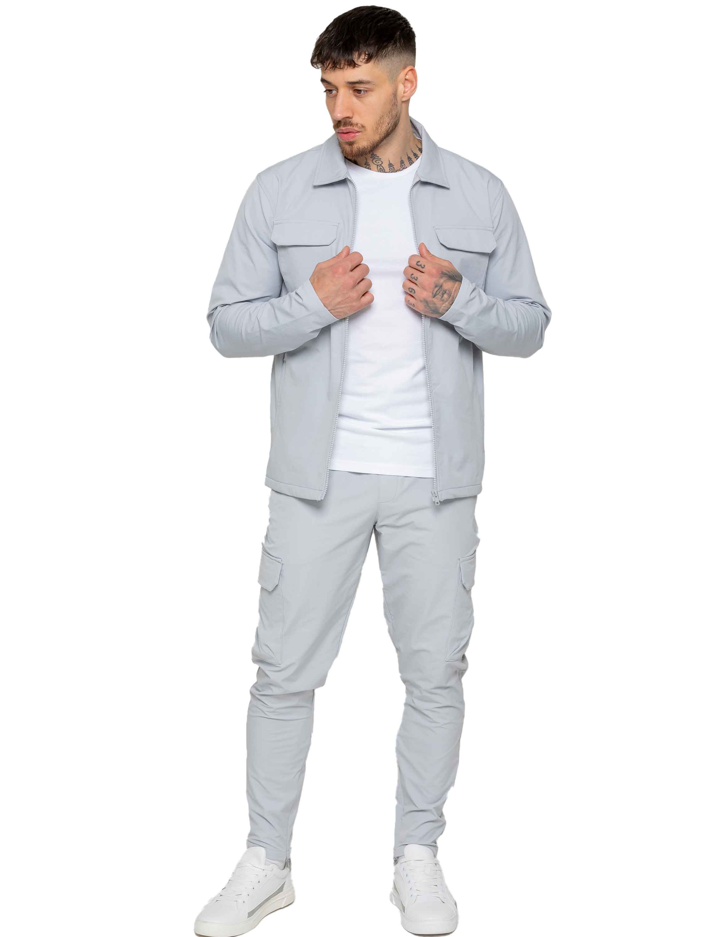 Enzo | Mens Cargo Shacket Tracksuit Set - Image 9