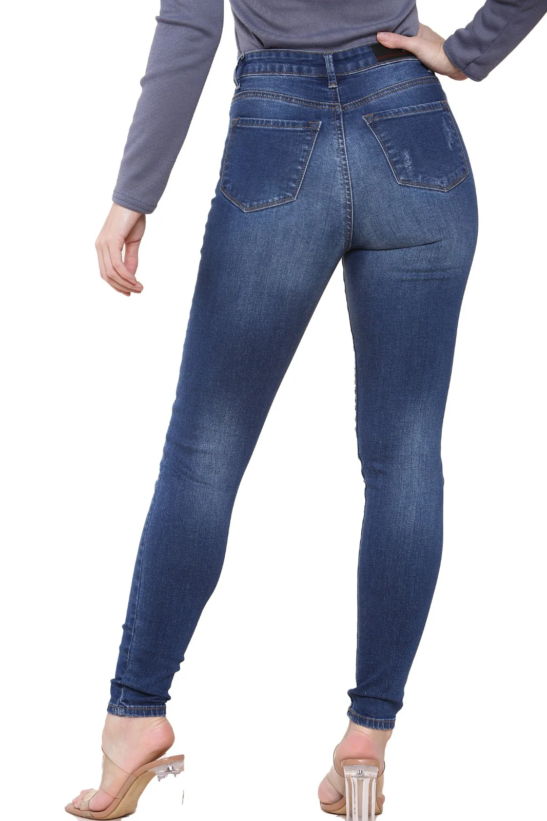 Enzo Designer | Womens Skinny Stretch Ripped Denim Jeans - Image 11