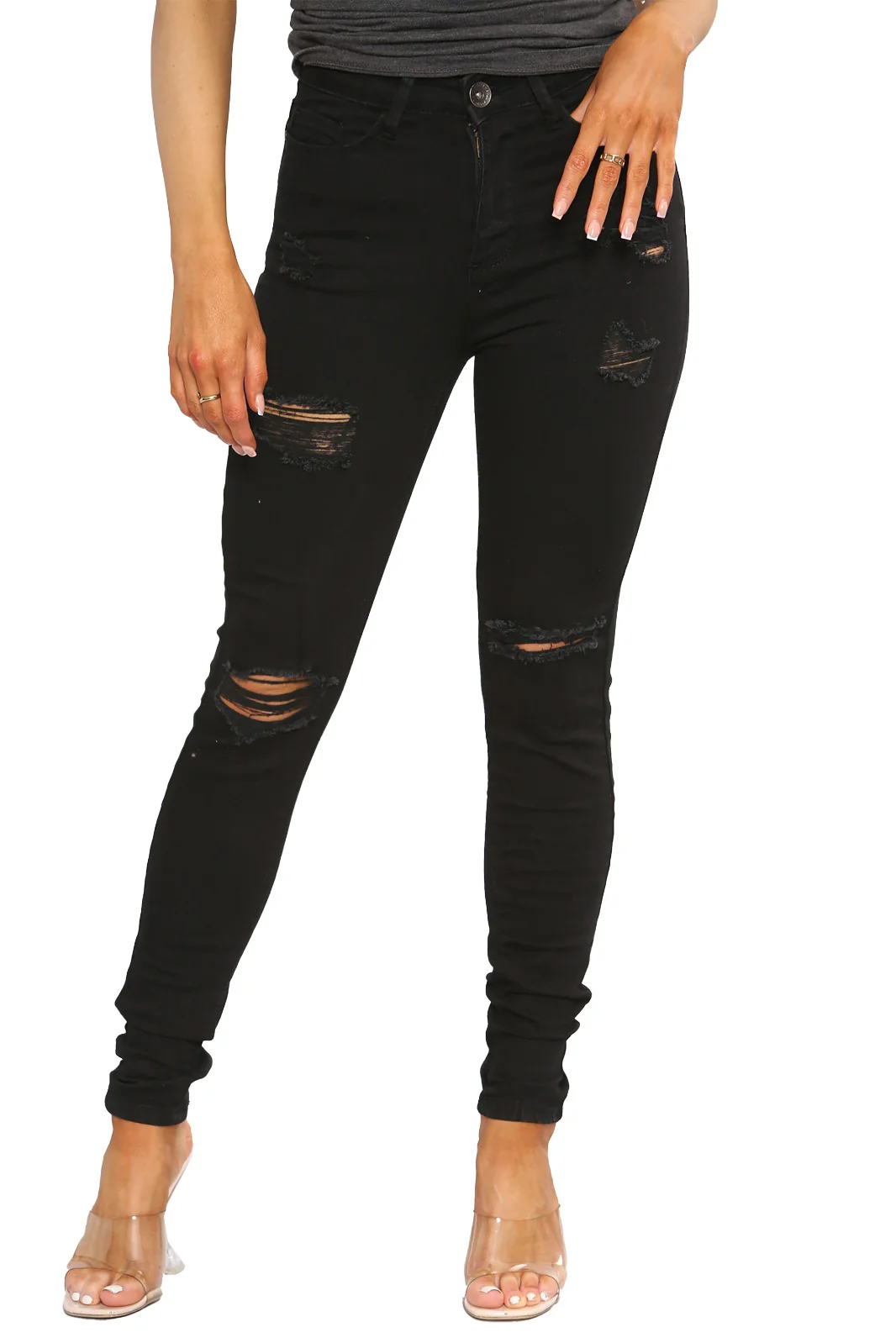 Enzo Designer | Womens Skinny Stretch Ripped Denim Jeans - Image 18