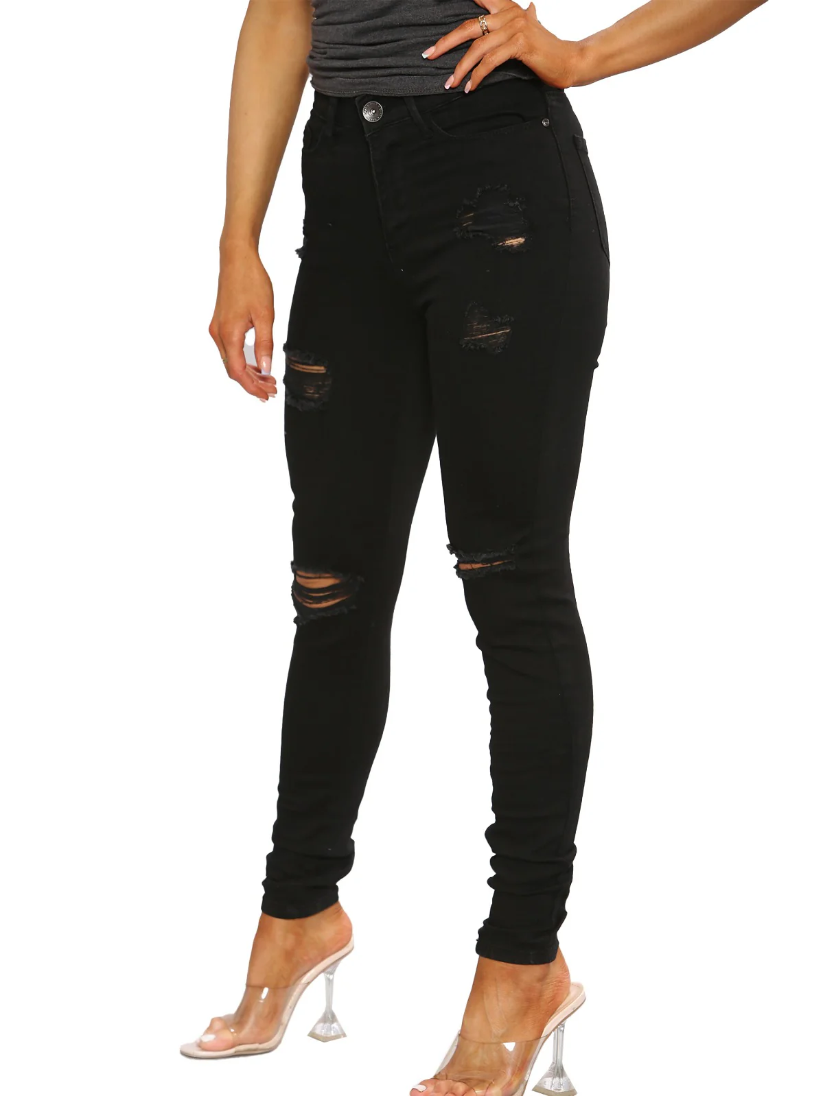Enzo Designer | Womens Skinny Stretch Ripped Denim Jeans - Image 23
