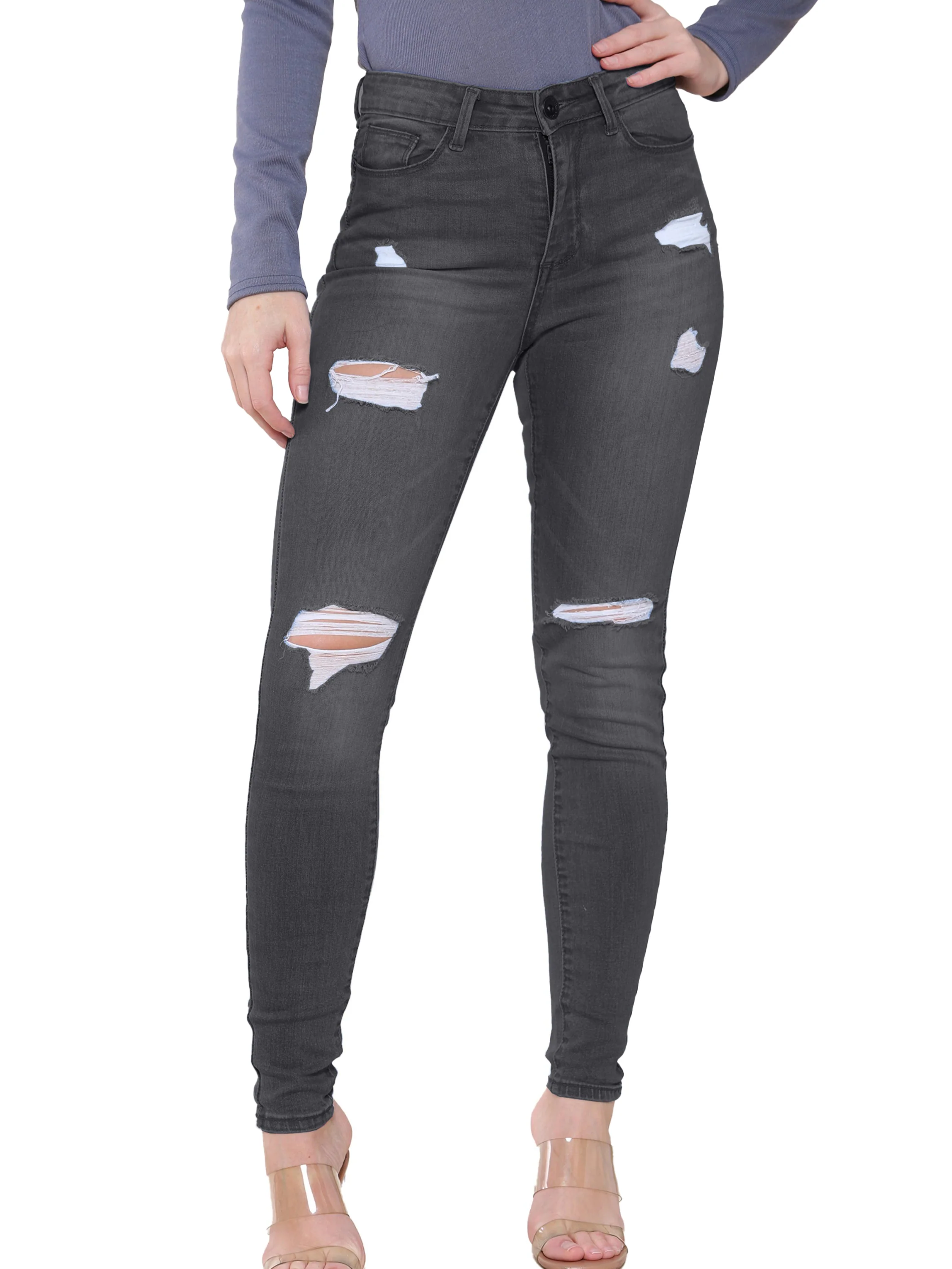 Enzo Designer | Womens Skinny Stretch Ripped Denim Jeans - Image 34